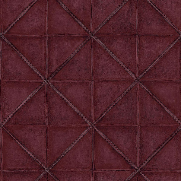 The Wallpaper Company 56 sq. ft. Cordovan Diamond Stitched Leather Wallpaper