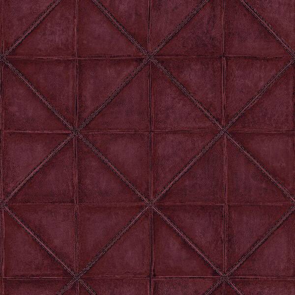 The Wallpaper Company 8 in. x 10 in. Cordovan Diamond Stitched Leather Wallpaper Sample