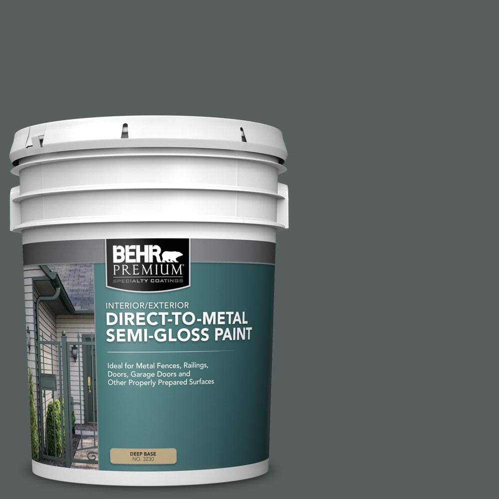 BEHR PREMIUM 5 gal. N5006 Graphic Charcoal SemiGloss Direct to Metal