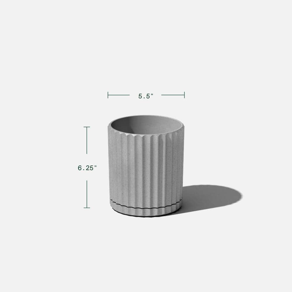 Demi 6" Gray Plastic-Stone Round Planter