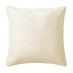 Soft Velvet Square Ivory 18 in. x 18 in. Throw Pillow