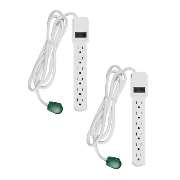 GoGreen Power (G-16106MS-2) 6 ft. 14/3 6 Outlet Indoor Surge Protector, White, 2 PACK
