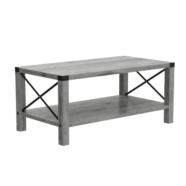 Asucoora Giltner 41 in. Gray Rectangle Particle Board Coffee Table with Shelf