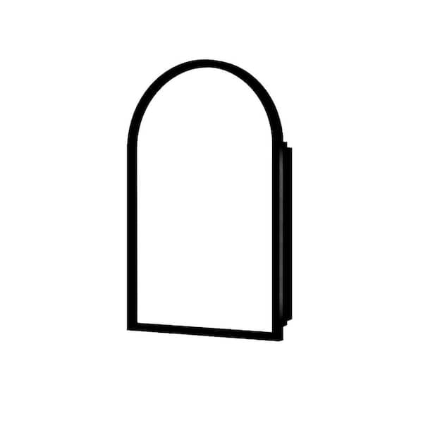 16 in. W x 30 in. H Arched Black Iron Medicine Cabinet with Mirror, Recessed or Surface Mount, Soft Close