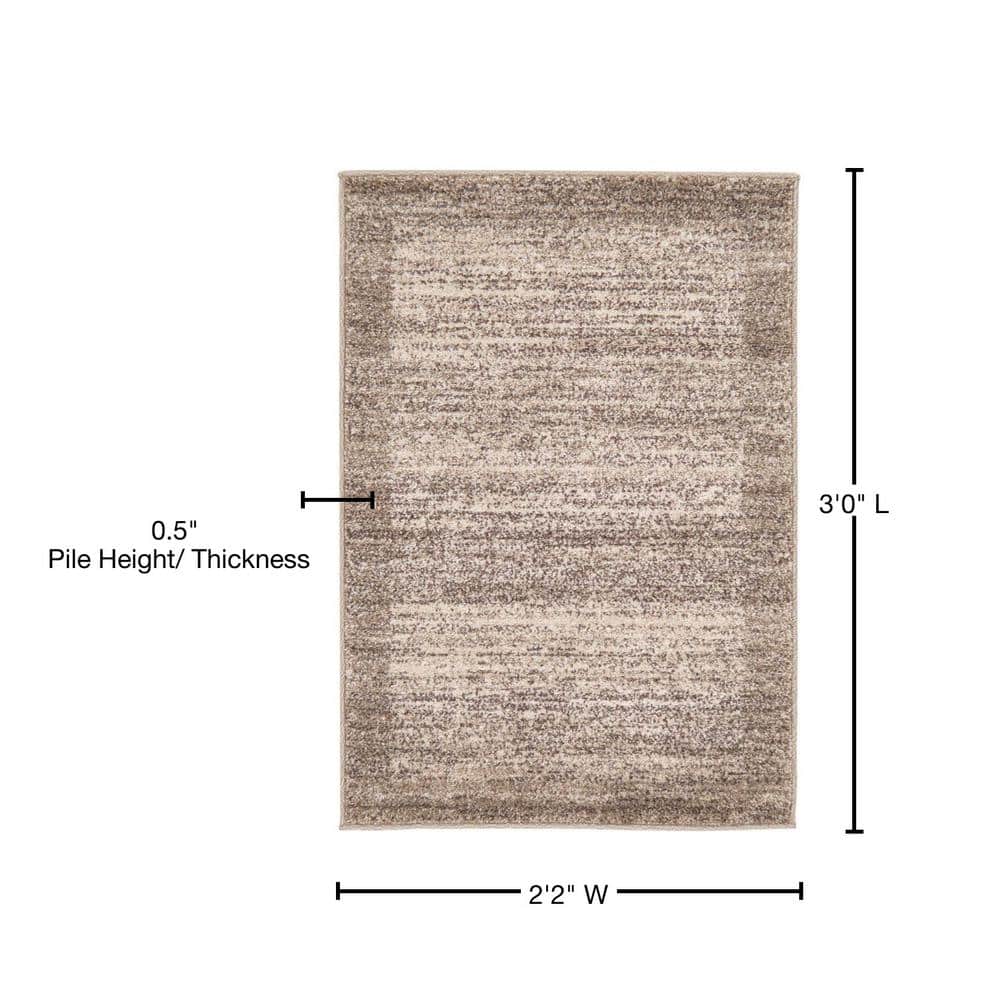 Beige Tufted Reversible Rectangular Stain-Resistant Rug, 2x3 ft