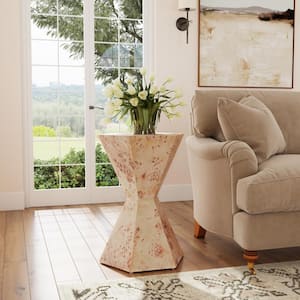 Billie 20 in. W Light Brown Hexagon Burl Wood Side Table