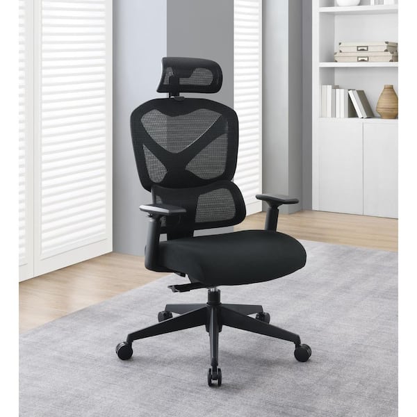 Fabric Seat Adjustable Height, Swivel, Wheels, Tilt, Rolling Ergonomic Executive Chair in Black with Adjustable Arms