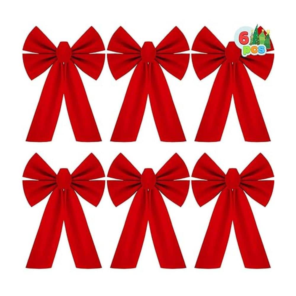 "6PCS 13"" Long 9"" Wide Christmas Bows, Ornaments for Tree, Wreath, Indoor Outdoor Holiday Xmas Decor, Red Velvet" price history on PriceWatchPro