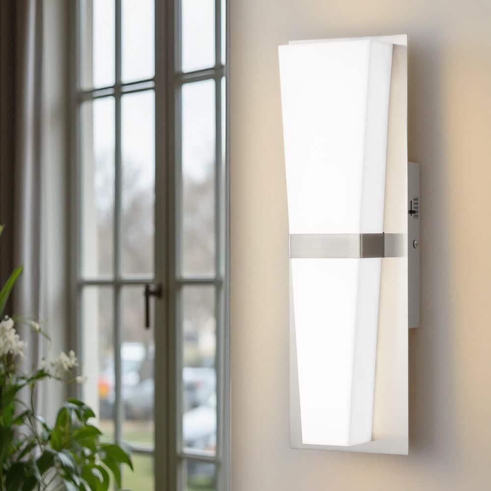 Modern Industrial 5.1 in. 1-Light Nickel LED Wall Sconce with Frosted Acrylic Shade price history on PriceWatchPro