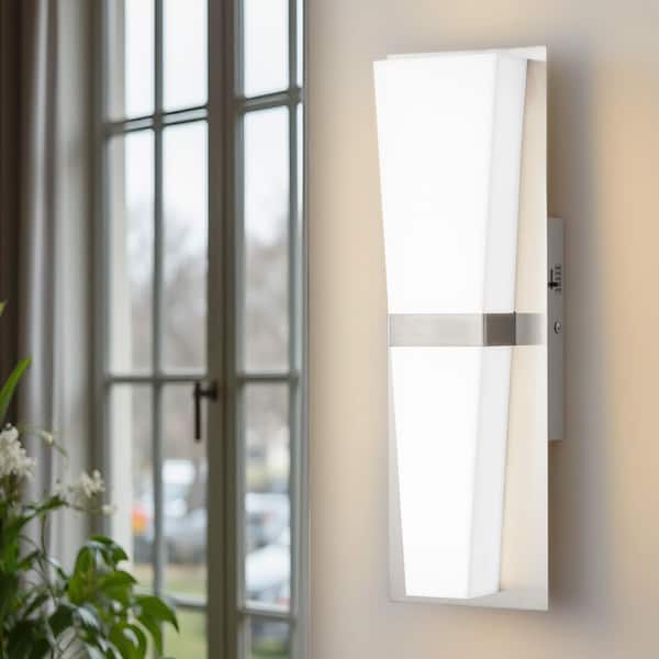 Deyidn Modern Industrial 5.1 in. 1-Light Nickel LED Wall Sconce with Frosted Acrylic Shade