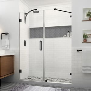 Nautis XL 59.25 - 60.25 in. W x 80 in. H Hinged Frameless Shower Door in Matte Black with Clear StarCast Glass