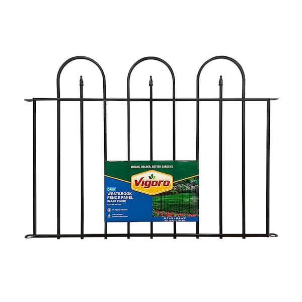 Westbrook 35 in. x 48 in. Black Steel Fence Panel