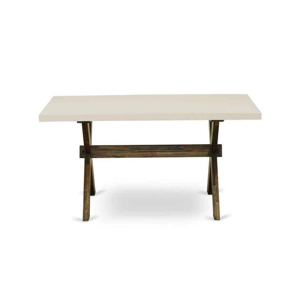 Linen White and Distressed Jacobean 5-Piece Dining Set with Dark Khaki Chairs
