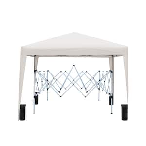 10 ft. x 10 ft. Beige Pop-Up Canopy Tent with 4-Pieces Weight Sand Bag and Carry Bag