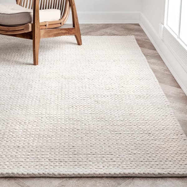 nuLOOM Caryatid Chunky Woolen Cable Off-White 6 ft. Round Rug CB01
