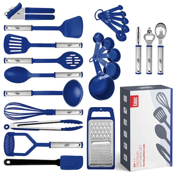 Kaluns Blue Nylon and Stainless Steel Utensils (Set of 24) K-US24-BL-HD -  The Home Depot