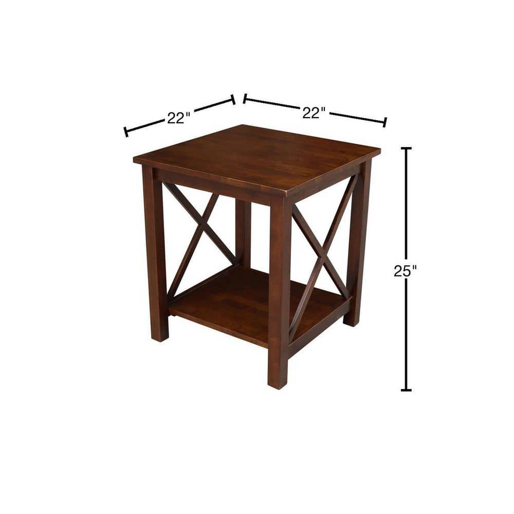 Hampton 22" Espresso Solid Wood Square End Table
