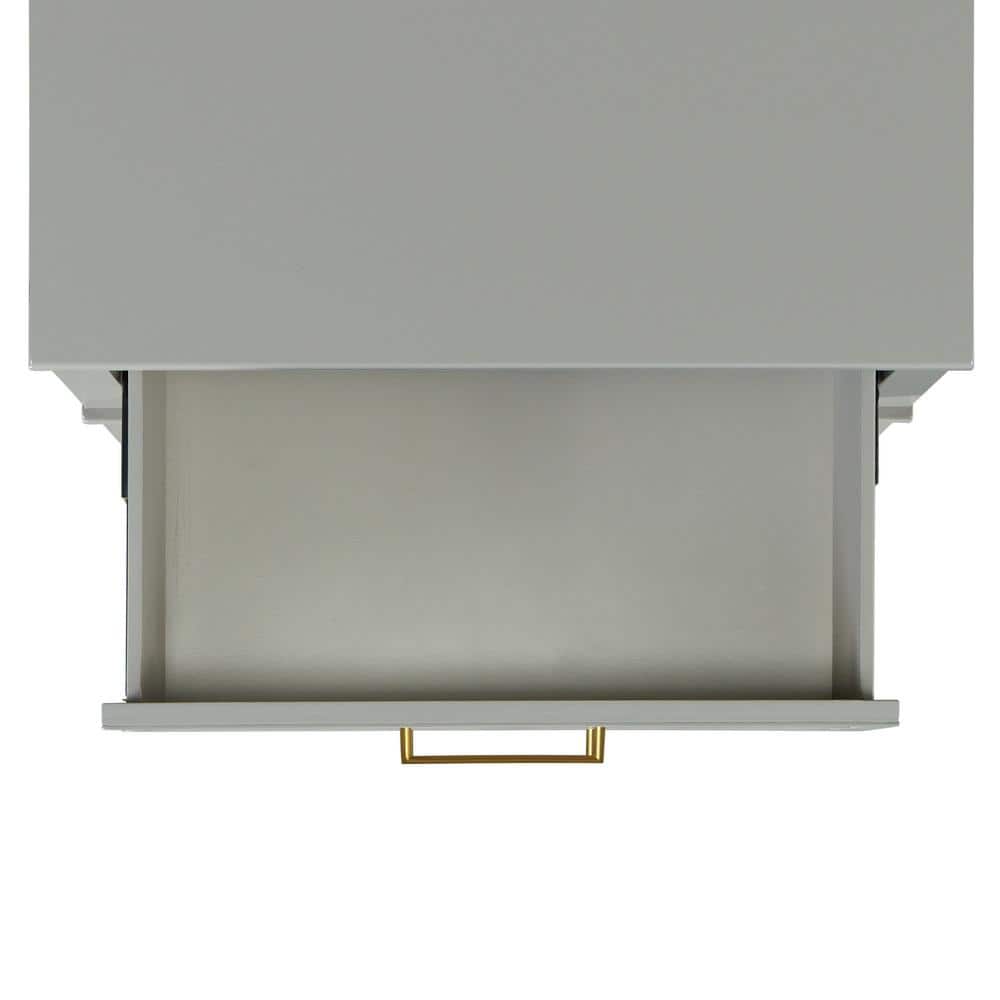 Modern Gray Rectangular Side Table with USB Port and Storage