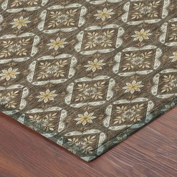 Chantille Machine Washable Indoor/Outdoor Abstract ACN2631 Chocolate 3 ft. x 4 ft. Area Rug
