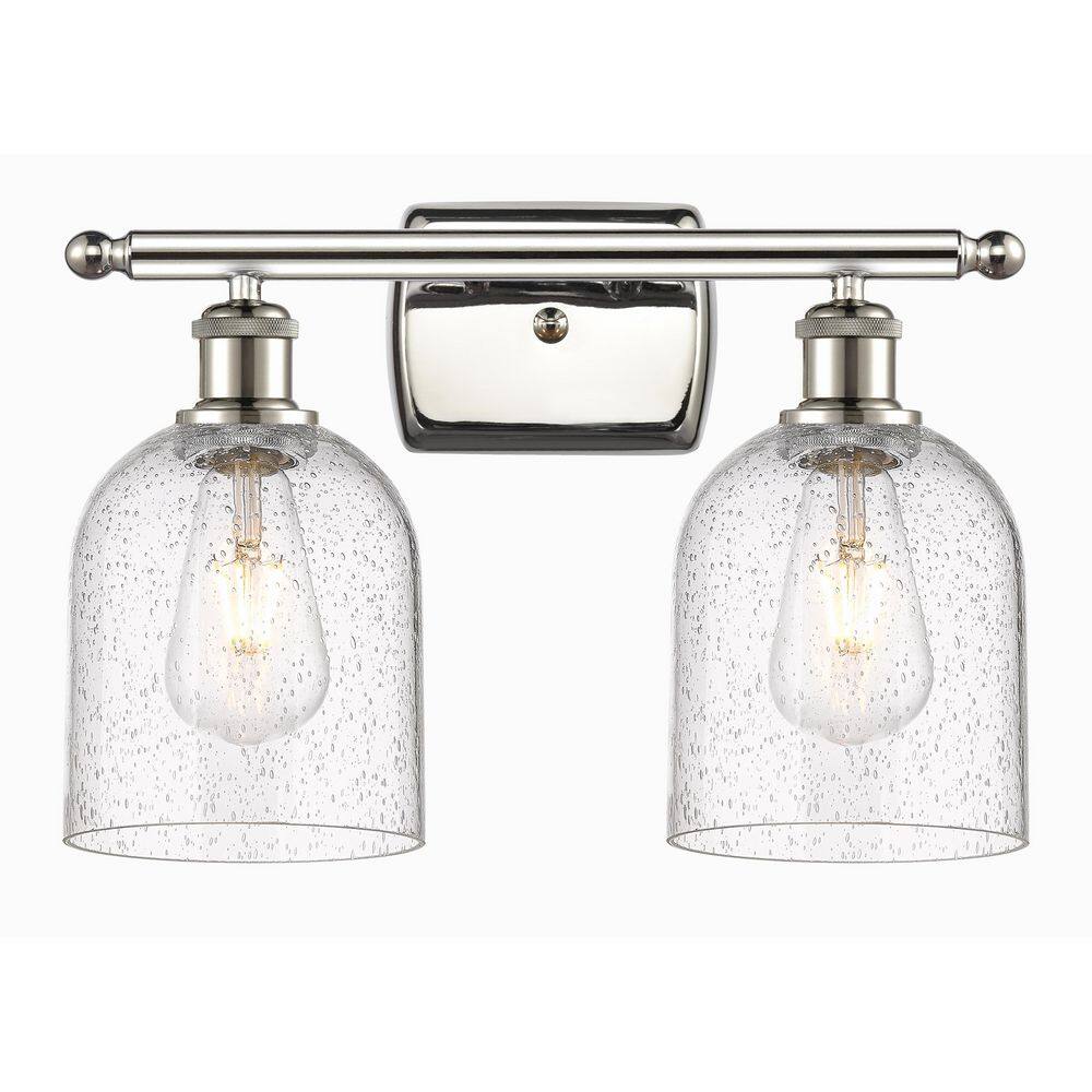 Bella 15.5 in. 2-Light Polished Nickel Vanity Light with Glass Shade price history on PriceWatchPro