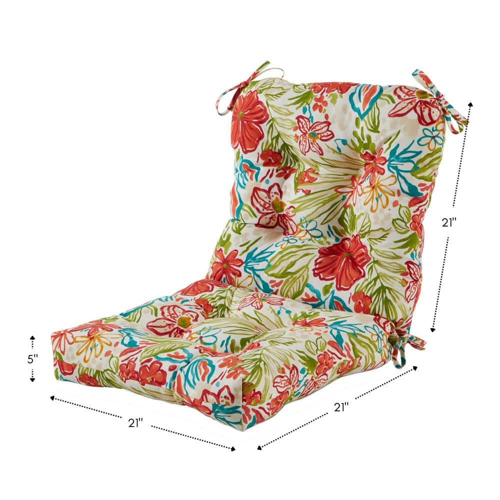Breeze Floral Outdoor Tufted Chair Cushion 42" x 21" Set of 2