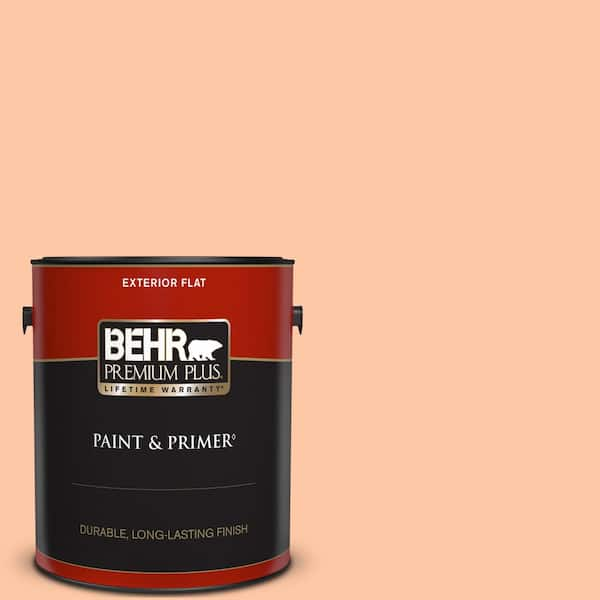 BEHR PREMIUM PLUS 1 gal. #250C-3 Fresco Cream Flat Exterior Paint & Primer