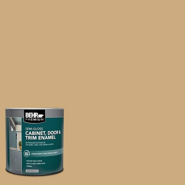 BEHR PREMIUM 1 qt. #S300-4 Flax Straw Semi-Gloss Enamel Interior/Exterior Cabinet, Door & Trim Paint