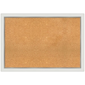 Eva White Silver 39.12 in. x 27.12 in Narrow Framed Corkboard Memo Board