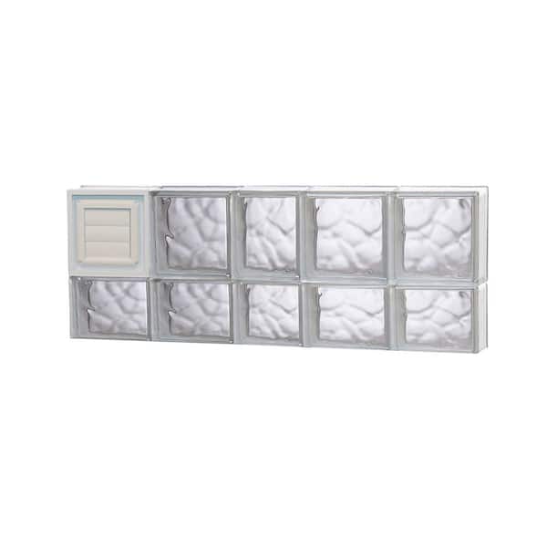 Clearly Secure 36.75 in. x 13.5 in. x 3.125 in. Frameless Wave Pattern Glass Block Window with Dryer Vent