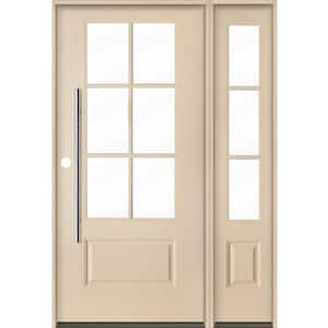 Farmhouse Faux Pivot 50 in. x 80 in. 6-Lite Right-Hand/Inswing Clear Glass Unfinished Fiberglass Prehung Front Door wRSL