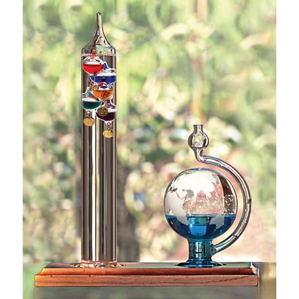 Galileo Thermometer with Glass Globe Barometer