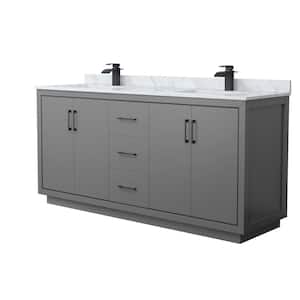 Icon 72 in. W x 22 in. D x 35 in. H Double Bath Vanity in Dark Gray with White Carrara Marble Top