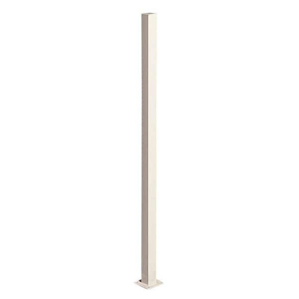 Unbranded 2 in. x 2 in. x 5 ft. Navajo White Metal Fence Post with Flange and Post Cap