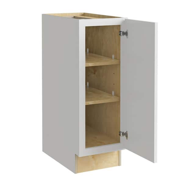 Home Decorators Collection Grayson 12 in. W x 24 in. D x 34.5 in. H Assembled Plywood Full Height Door Base Kitchen Cabinet in Pacific White RH
