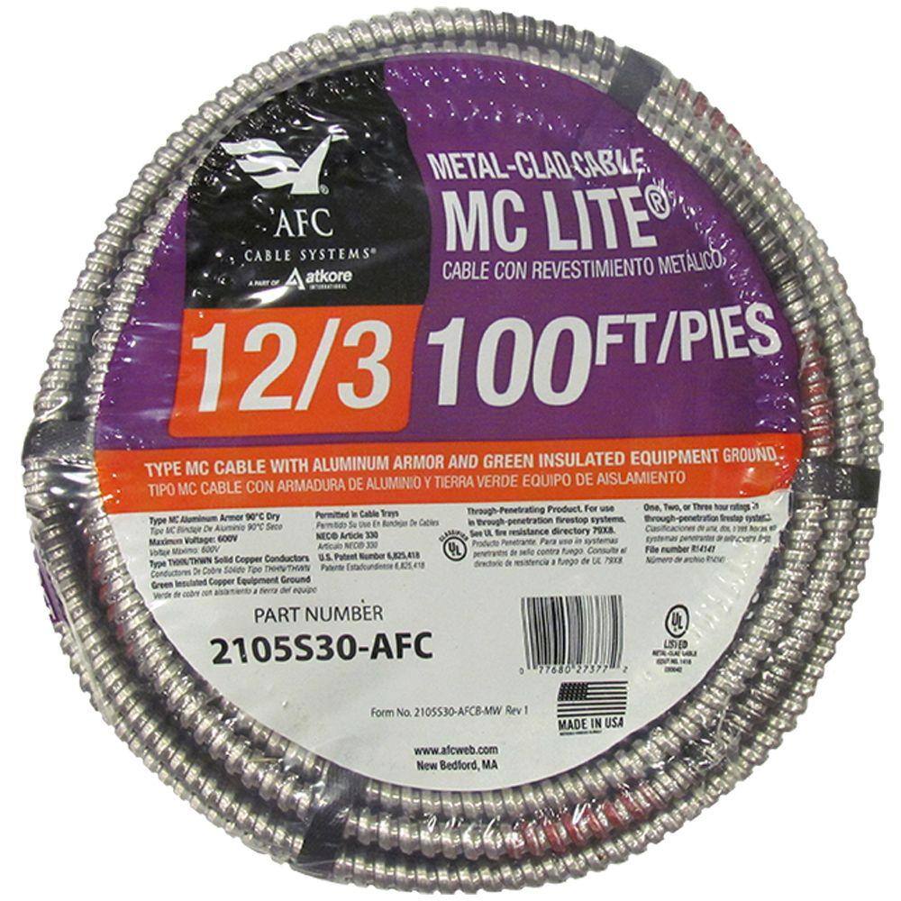 AFC Cable Systems 12/3 x 100 ft. Solid MC Lite Cable 2105S30-AFC