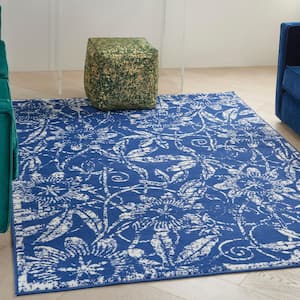 Whimsicle Navy 5 ft. x 7 ft. Floral Contemporary Area Rug