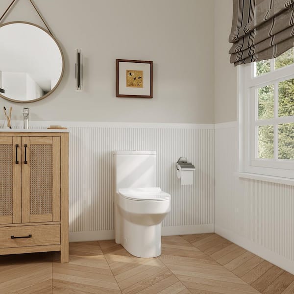 Liberty 1-Piece 1/1.6 GPF Dual Flush Compact ADA Chair Height Round Toilet in White 12 in. Rough In Size, Seat Included
