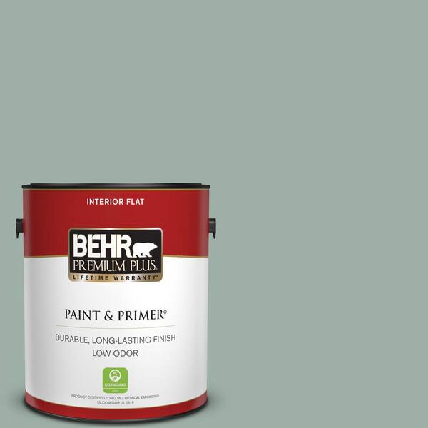 BEHR PREMIUM PLUS 1 gal. Home Decorators Collection #HDC-CT-22 Aged Jade Flat Low Odor Interior Paint & Primer