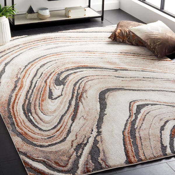 Cyrus Shag 4 ft. x 6 ft. Beige/Rust Layered Marble Area Rug