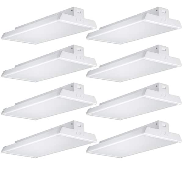 Commercial Electric 2 ft. 400-Watt Equivalent Integrated LED Dimmable White High Bay Light High Output 18,000 Lumens 5000K Daylight (8-Pack)