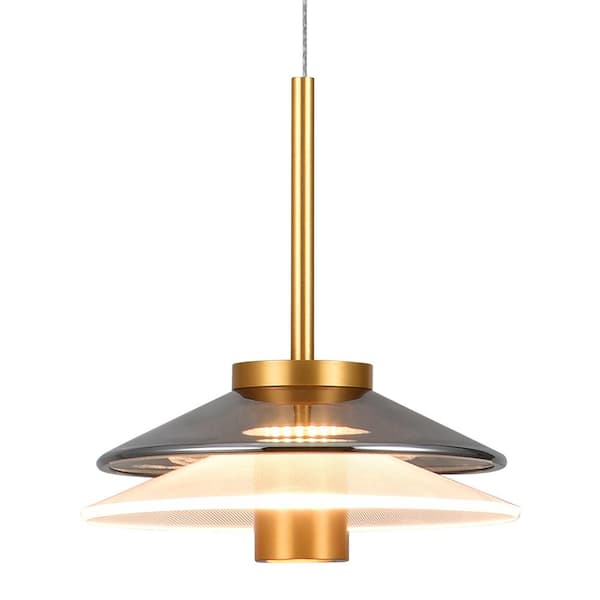 VONN Lighting Verona 7 in. 1-Light ETL Certified Integrated LED Black Pendant Lighting Fixture with Glass Shade