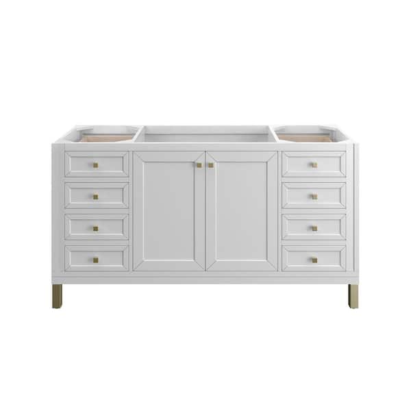 James Martin Vanities Chicago 60.0 in. W x 23.5 in. D x 32.8 in. H Single Bath Vanity Cabinet without Top in Glossy White