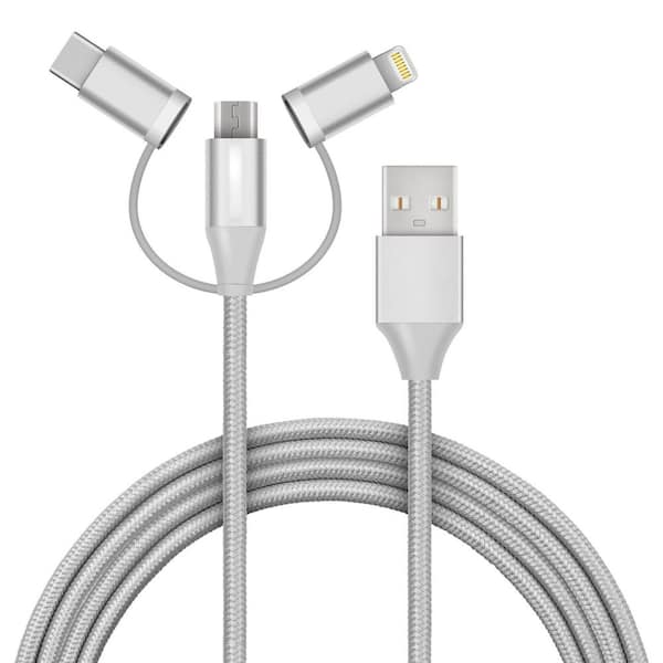 cenadinz 3 in 1 Micro Lightning and USB-C Charge/Sync 6 ft. Cable (1-Pack)