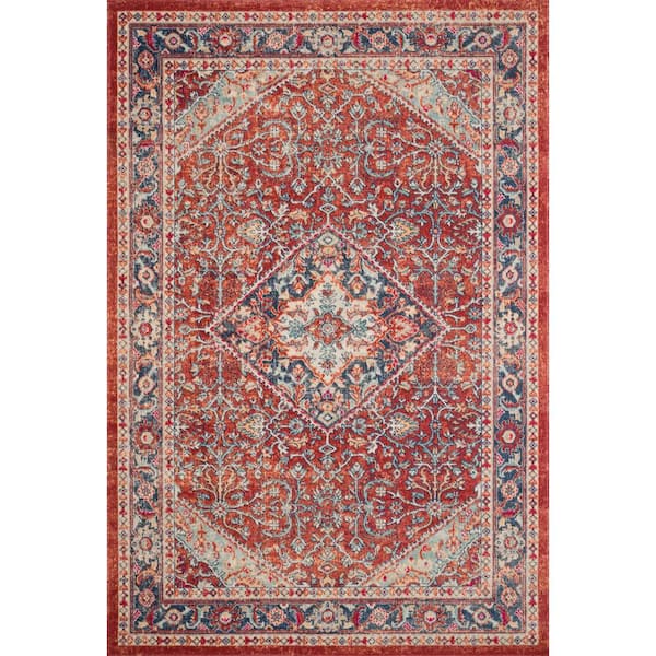 LOLOI II Nour Ocean/Fire 1 ft. 6 in. x 1 ft. 6 in. Sample Transitional Polypropylene Area Rug