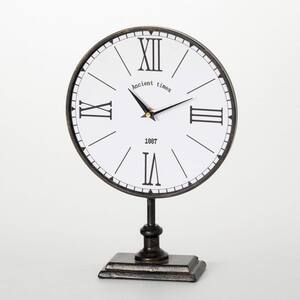 14.75 in. Black Antique Table Clock, Metal