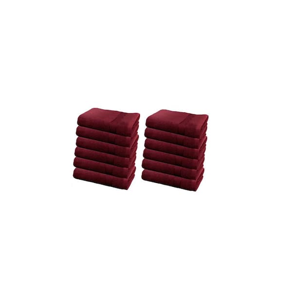 CONTEXT 12-Piece Red Geometric 100% Cotton washcloth Towel Set
