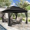 JOYSIDE 11 ft. x 11 ft. Black Steel Pop-Up Gazebo with Mosquito Netting J06-BLACK-THD