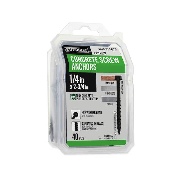 1/4 in. x 2-3/4 in. Hex-Head Concrete Anchors Black (40-Pack)