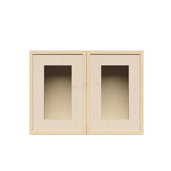 Slim Shaker Assembled 24 in. W x 18 in. H x 12 in. D Wall Kitchen Cabinet in Natural Wood