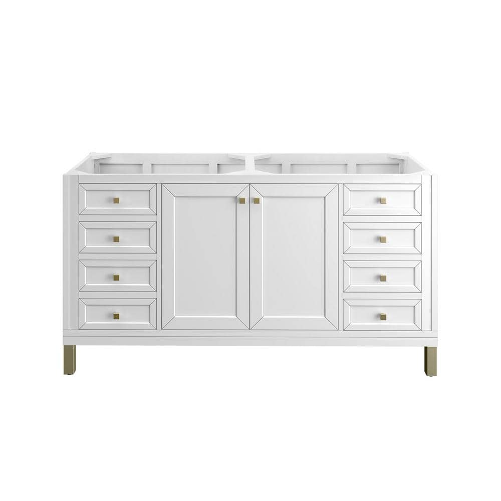 James Martin Vanities Chicago 60.0 in. W x 23.5 in. D x 32.8 in. H Double Bath Vanity Cabinet without Top in Glossy White -  305-V60D-GW
